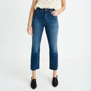 Madewell Dark Wash Slim Demi Bootcut Jeans with Raw Hem Size 29